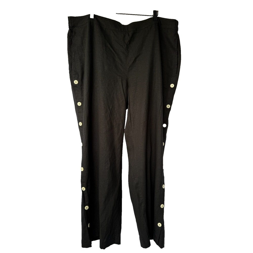 Soft Surroundings Pants Womens 2X Plus‎ Black Lagenlook Coastal Button Side